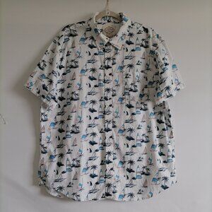 St. John's Bay Mens White Classic Tropical Hawaiian Button Up Shirt Size XXL